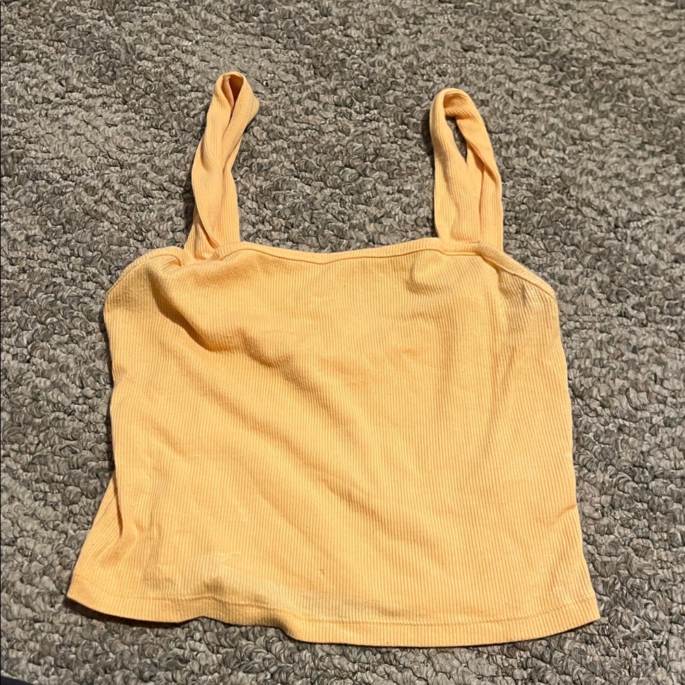 American Eagle Outfitters Yellow Ribbed Tank Top